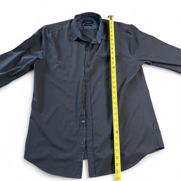 Kenneth Cole Grey Slim Fit Dress Shirt Large Button-Down Classic Office Shirt - Picture 6 of 8